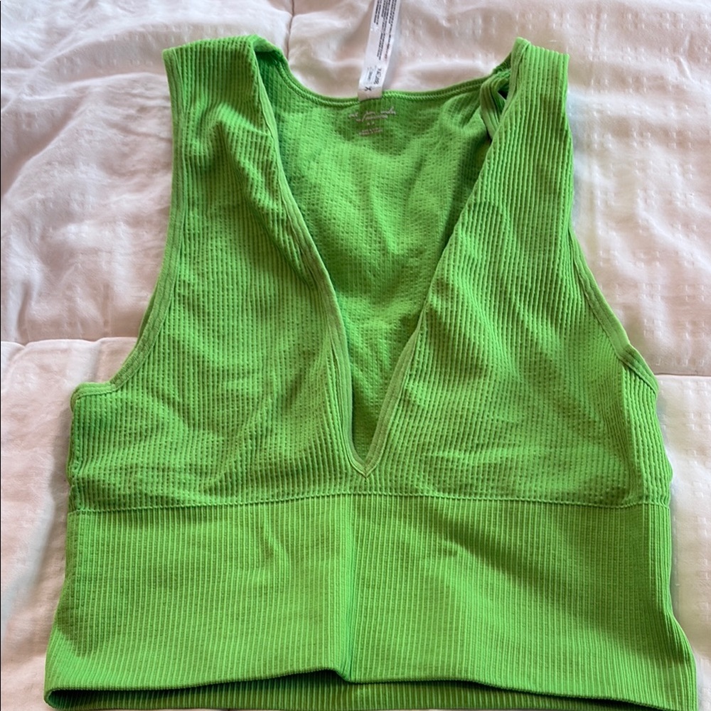 Urban Outfitters Green Ribbed Crop Tank Top
